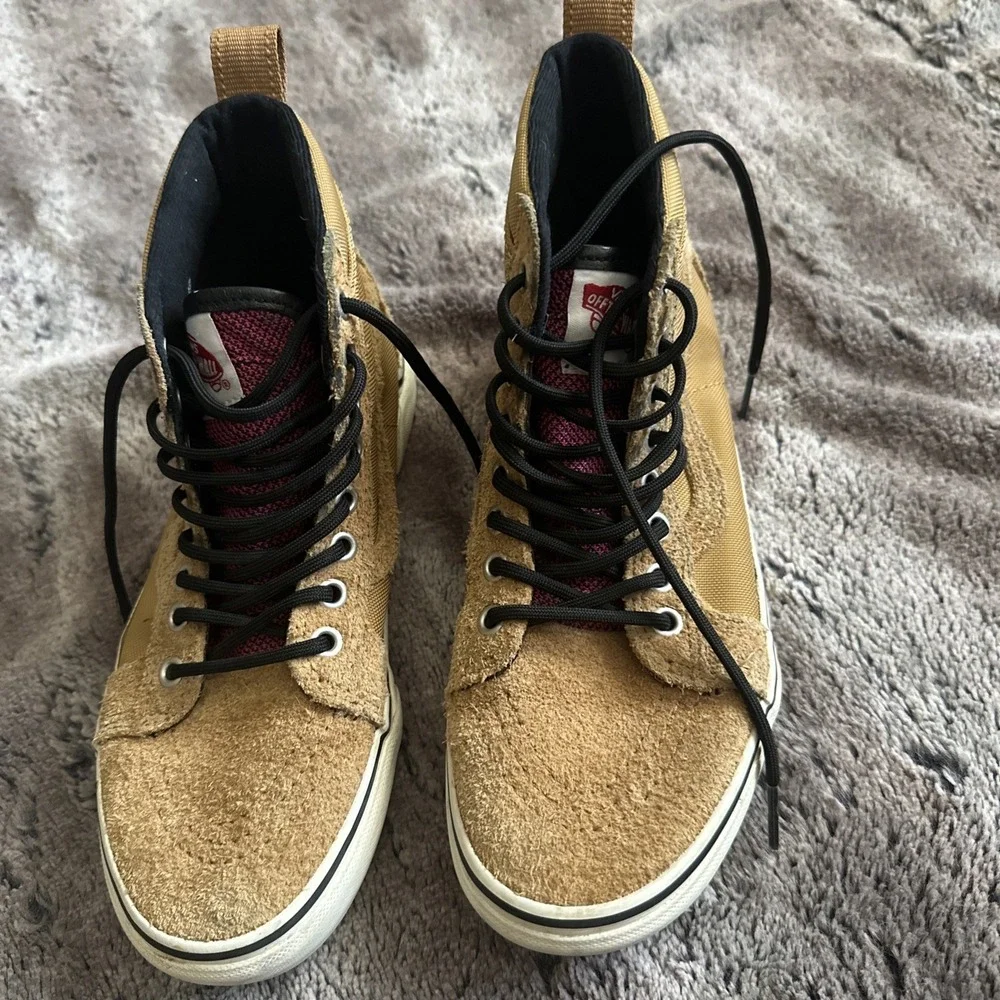 Vans Skate SK8 Brown Suede High Top Sneaker Womens 7.5 Men 6 Pink Tongue BTS